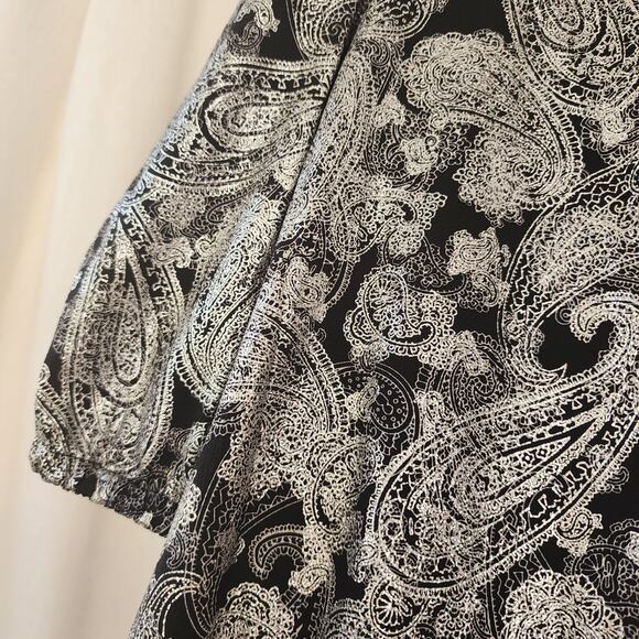 MICHAEL KORS Womens Black Silver Metallic Faux Wrap Top NWT 3X Holiday Festive - Picture 9 of 11